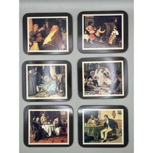 Jason Coasters Set of 6 Cork Backed Tavern Scenes A Fine Vtg Art Barware‎ Toledo